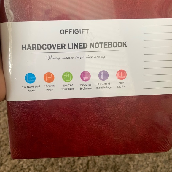 Offigift Hardcover Lined Notebook Journal Red Burgundy New - Picture 3 of 7
